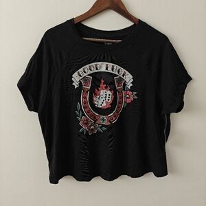 Torrid Black 'Good Luck' Graphic Tee